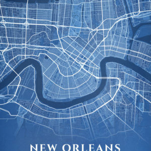 New Orleans Louisiana Blueprint Map Illustration