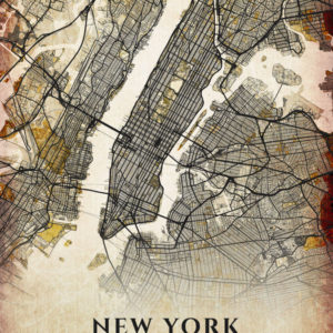 New York Antique Map Illustration