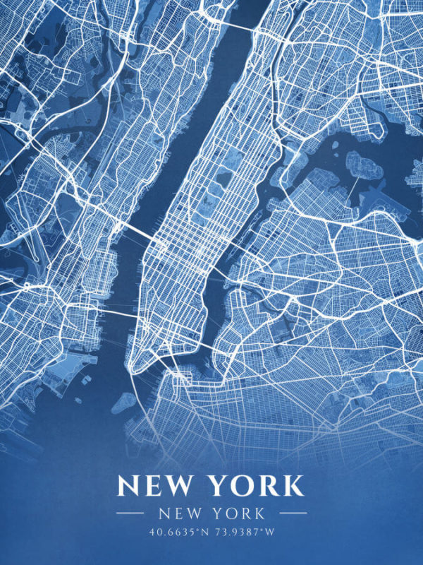 New York Blueprint Map Illustration