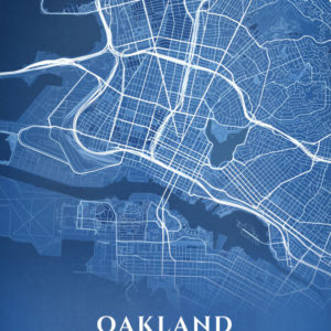 Oakland California Blueprint Map Illustration