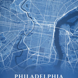 Philadelphia Pennsylvania Blueprint Map Illustration
