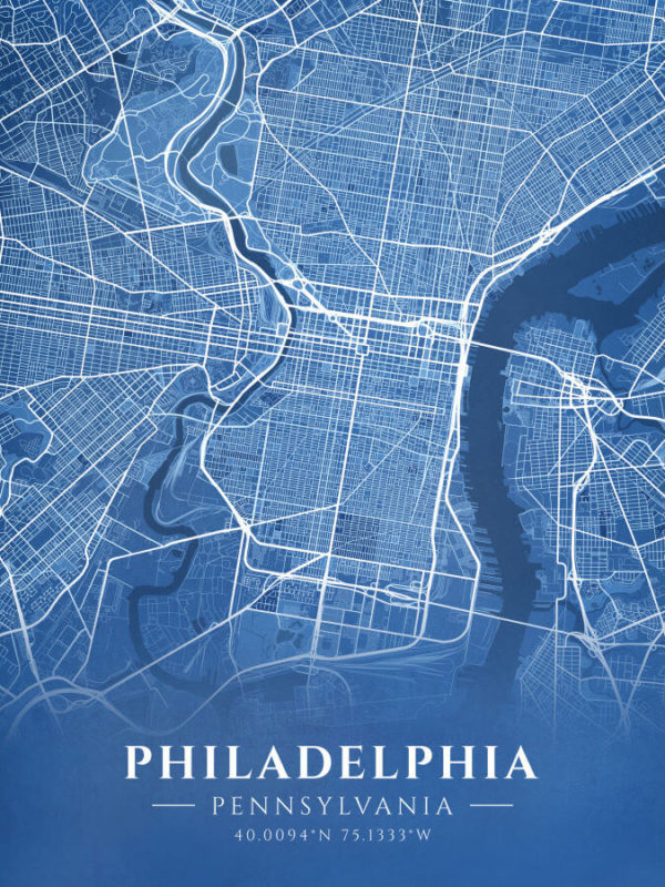 Philadelphia Pennsylvania Blueprint Map Illustration