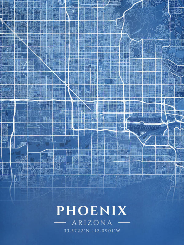 Phoenix Arizona Blueprint Map Illustration