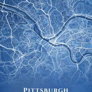 Pittsburgh Pennsylvania Blueprint Map Illustration
