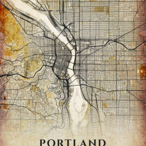 Portland Oregon Antique Map Illustration