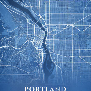 Portland Oregon Blueprint Map Illustration