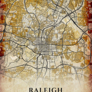 Raleigh North Carolina Antique Map Illustration