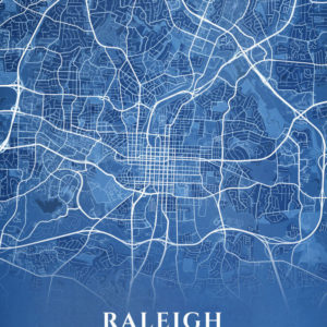 Raleigh North Carolina Blueprint Map Illustration
