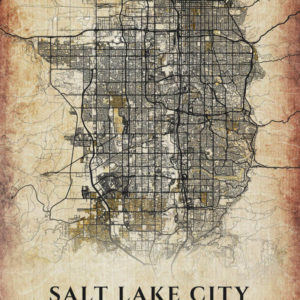 Salt Lake City Utah Antique Map Illustration