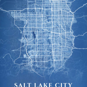 Salt Lake City Utah Blueprint Map Illustration