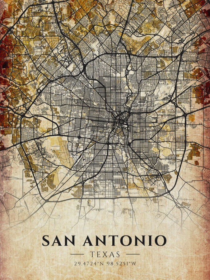 San Antonio Antique Map