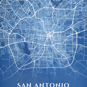 San Antonio Texas Blueprint Map Illustration