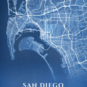San Diego California Blueprint Map Illustration