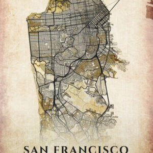 San Francisco California Antique Map Illustration