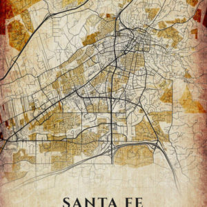 Santa Fe New Mexico Antique Map Illustration