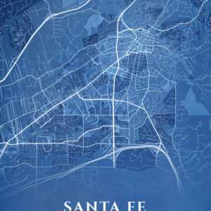 Santa Fe New Mexico Blueprint Map Illustration