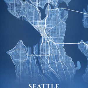 Seattle Washington Blueprint Map Illustration
