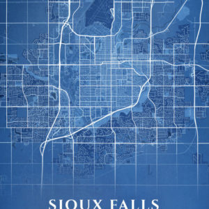 Sioux Falls South Dakota Blueprint Map Illustration