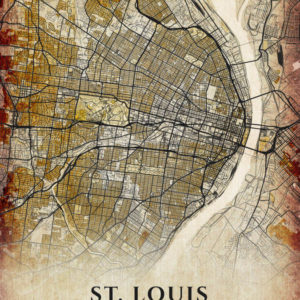 St Louis Missouri Antique Map Illustration