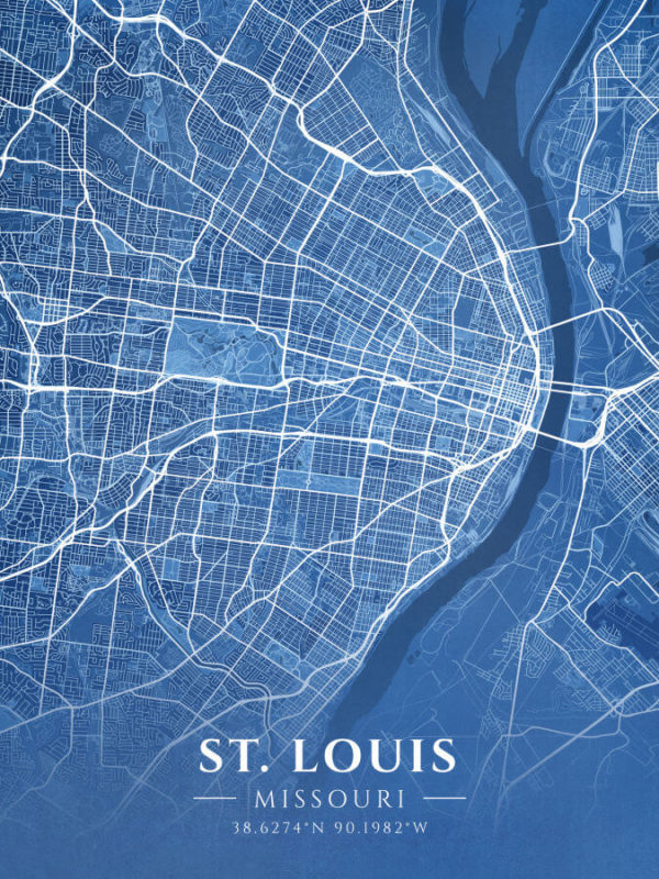 St Louis Missouri Blueprint Map Illustration