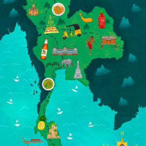 Thailand Country Map Illustration Poster