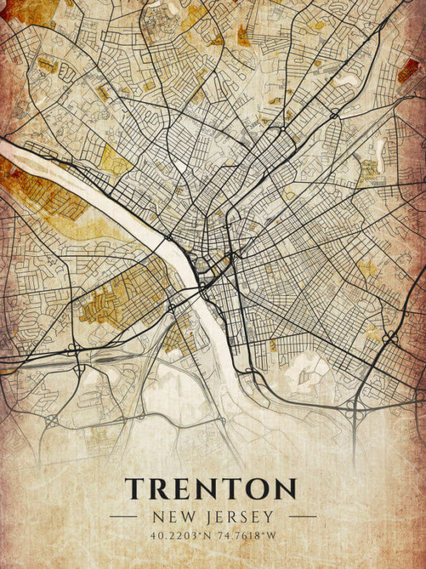 Trenton New Jersey Antique Map Illustration
