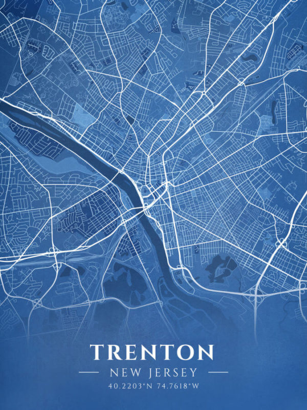 Trenton New Jersey Blueprint Map Illustration