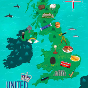United Kingdom Country Map Illustration Poster