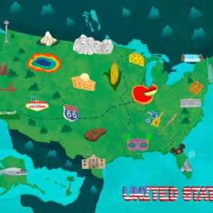 United States Country Map Illustration Poster