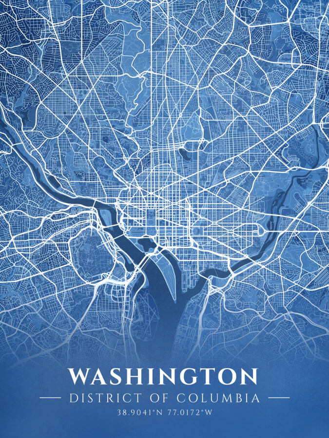 Washington District Of Columbia Blueprint Map Illustration