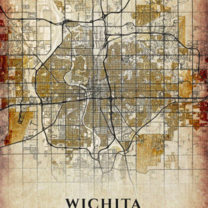 Wichita Kansas Antique Map Illustration