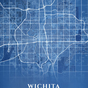 Wichita Kansas Blueprint Map Illustration