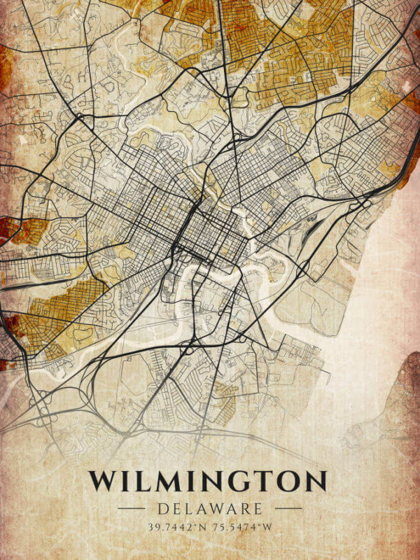 Wilmington Delaware Antique Map Illustration