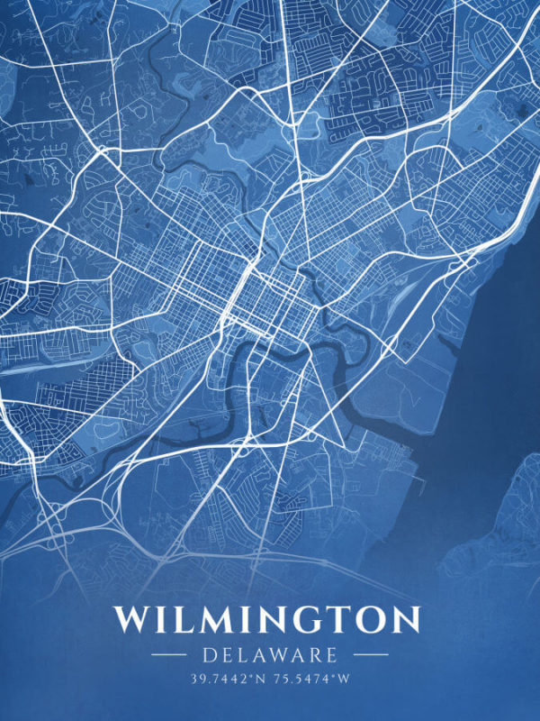 Wilmington Delaware Blueprint Map Illustration