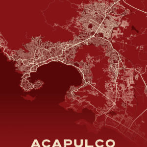 Acapulco Mexico Map Print Cartel Style