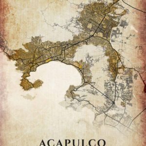 Acapulco Mexico Vintage Map Poster