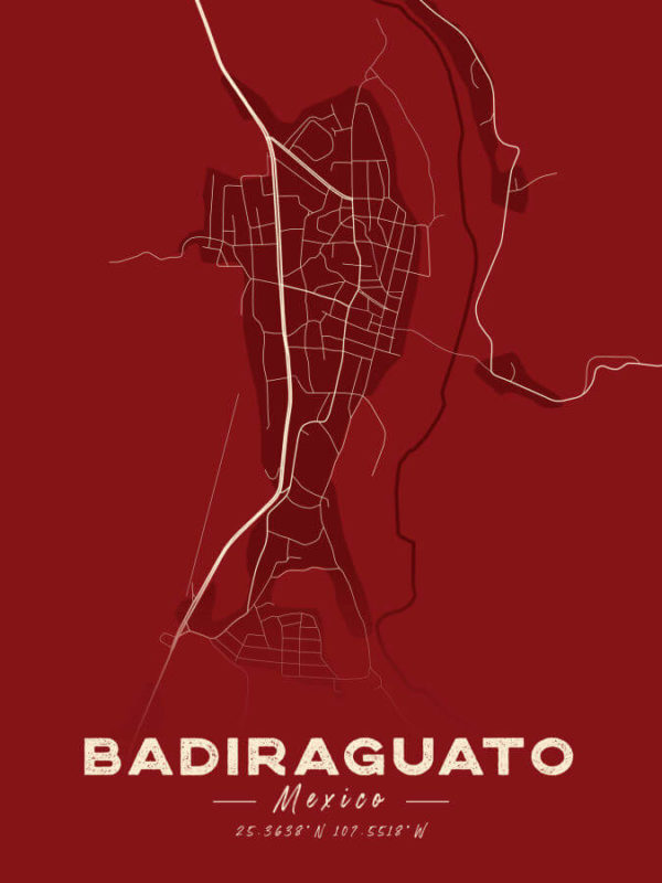 Badiraguato Mexico Map Print Cartel Style