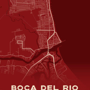 Boca Del Rio Mexico Map Print Cartel Style