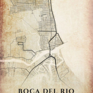 Boca Del Rio Mexico Vintage Map Poster