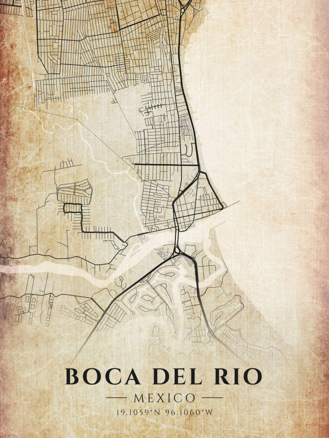 Boca Del Rio Vintage Map