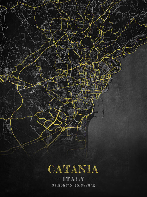 Catania Italy Chalkboard Map Wall Art Print