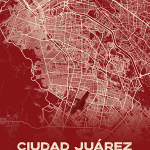 Ciudad Juarez Mexico Map Print Cartel Style