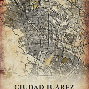 Ciudad Juarez Mexico Vintage Map Poster