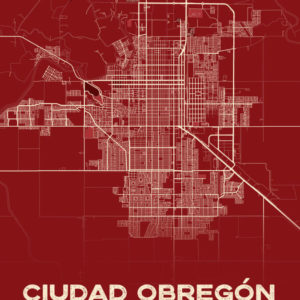 Ciudad Obregon Mexico Map Print Cartel Style