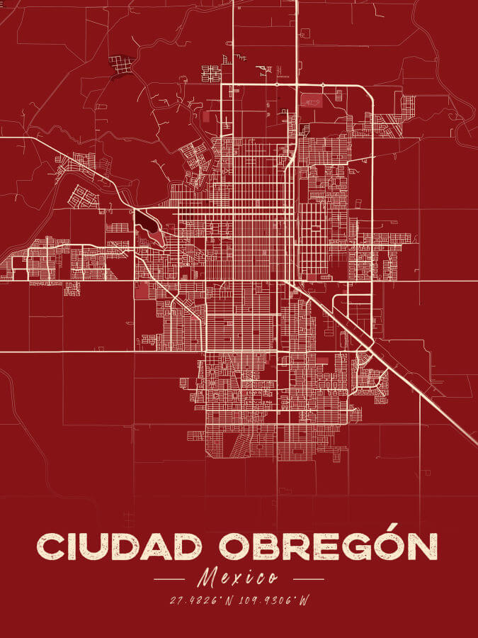 Ciudad Obregon Map Cartel Style