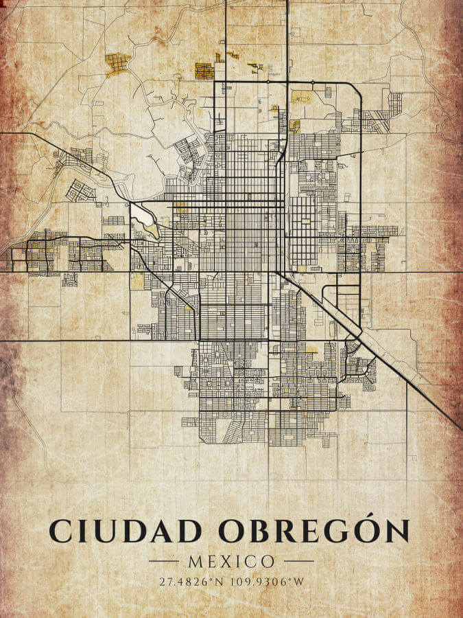 Ciudad Obregon Vintage Map