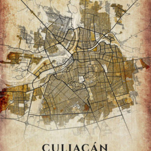 Culiacan Mexico Vintage Map Poster