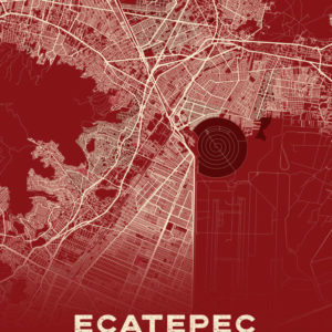 Ecatepec Mexico Map Print Cartel Style