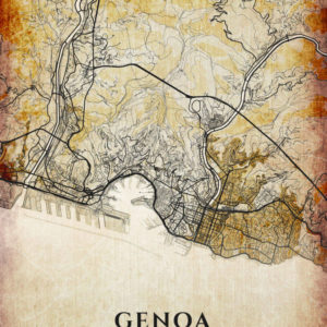 Genoa Italy Vintage Map Poster