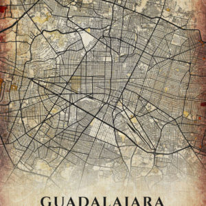Guadalajara Mexico Vintage Map Poster